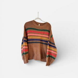Wish Women's Colorful Striped Crew Neck Sweater